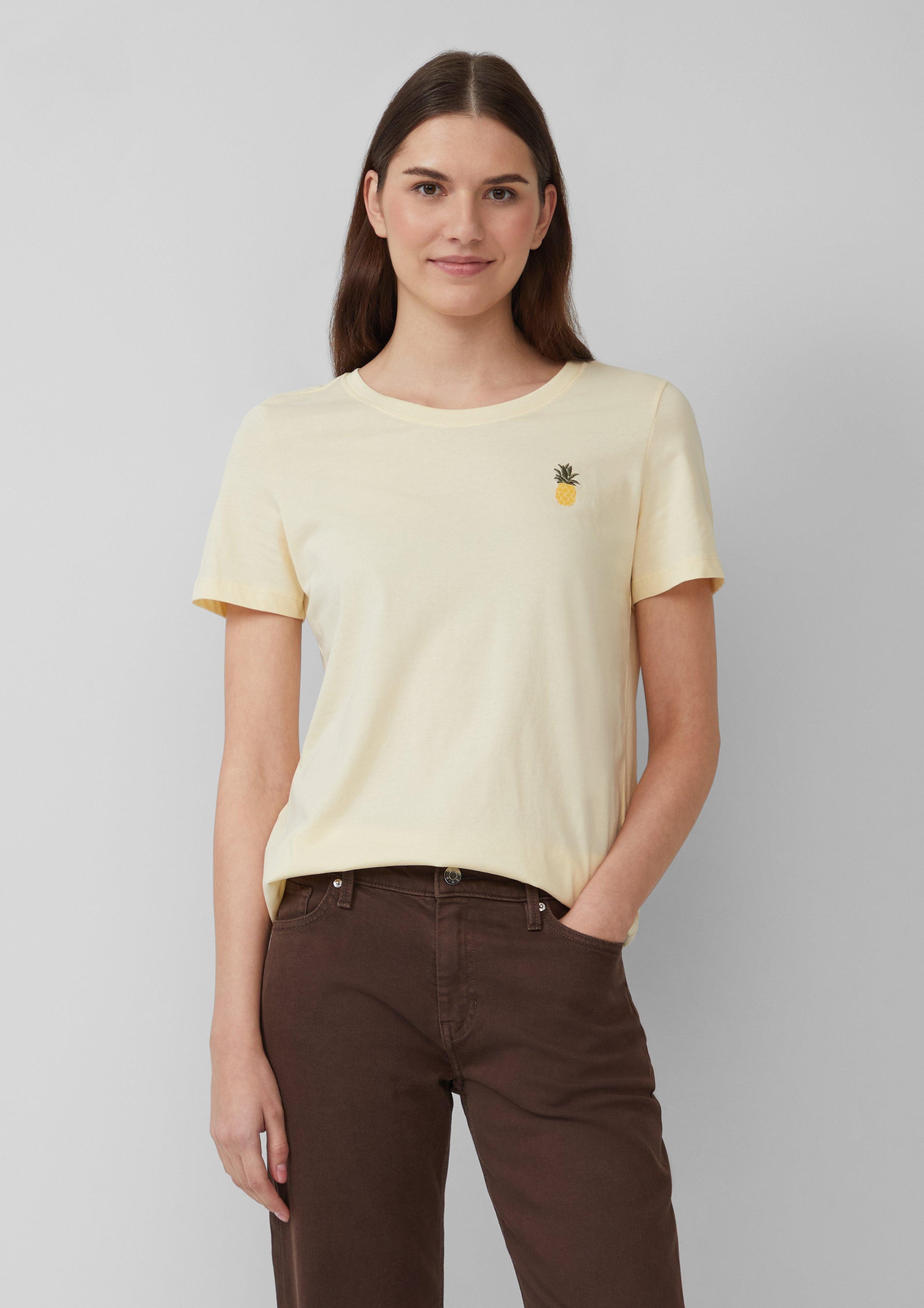 s.Oliver Kurzarmshirt Jersey-T-Shirt mit Stickerei Artwork günstig online kaufen