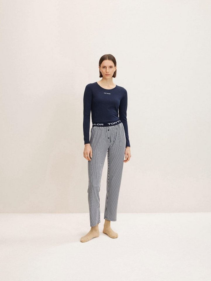 TOM TAILOR Schlafhose TOM TAILOR Damen Lange-Hose blau längsgestreift (1-tl günstig online kaufen