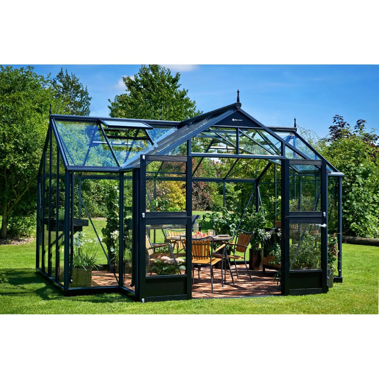 Juliana Gewächshaus Orangerie 15,1 m² 3 mm Sicherheitsglas Anthrazit/Schwar günstig online kaufen