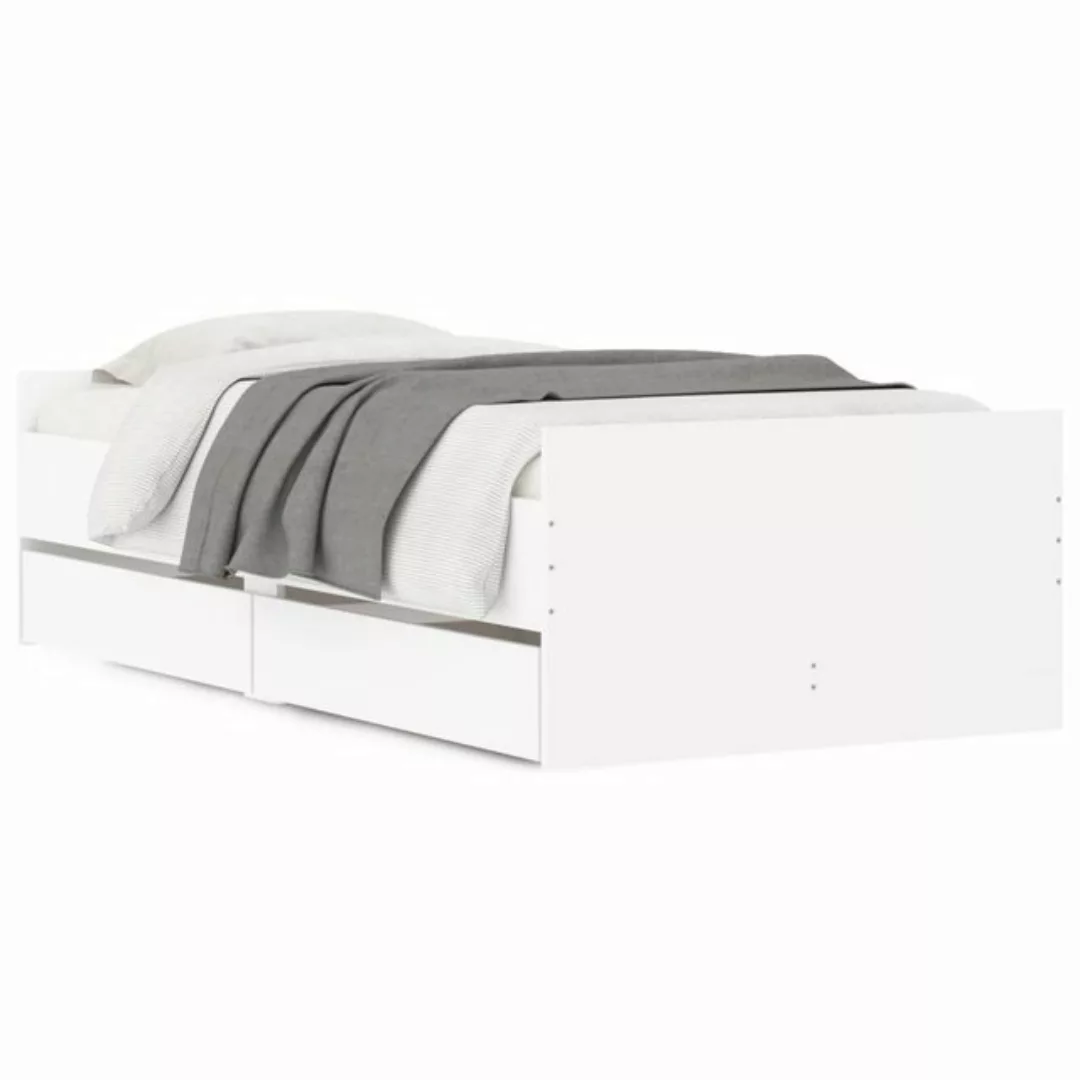 vidaXL Bettgestell Bett mit Schubladen Weiß 75x190 cm Bettgestell günstig online kaufen