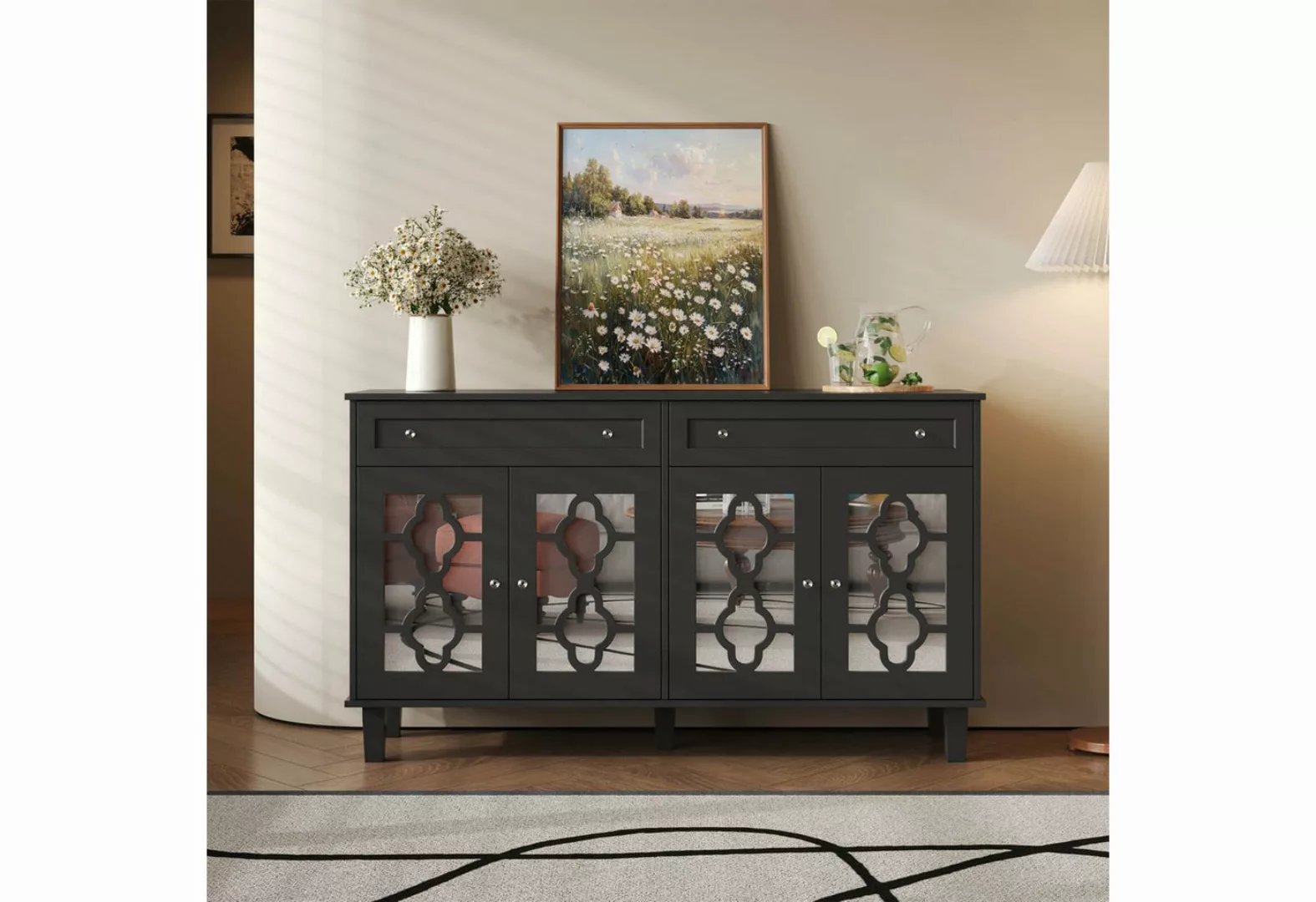 Furnishings Home Beistellschrank Sideboard mit 2 Schubladen + 4 Fächern (Se günstig online kaufen