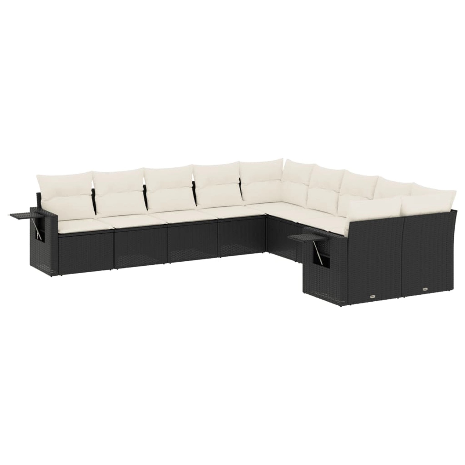vidaXL 10-Tlg Garten-Sofagarnitur mit Kissen Schwarz Poly Rattan 3220705 günstig online kaufen