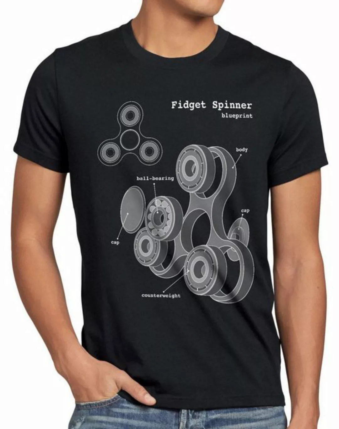 Print-Shirt Herren T-Shirt Fidget Hand Spinner Handspinner Toy Blaupause Sp günstig online kaufen