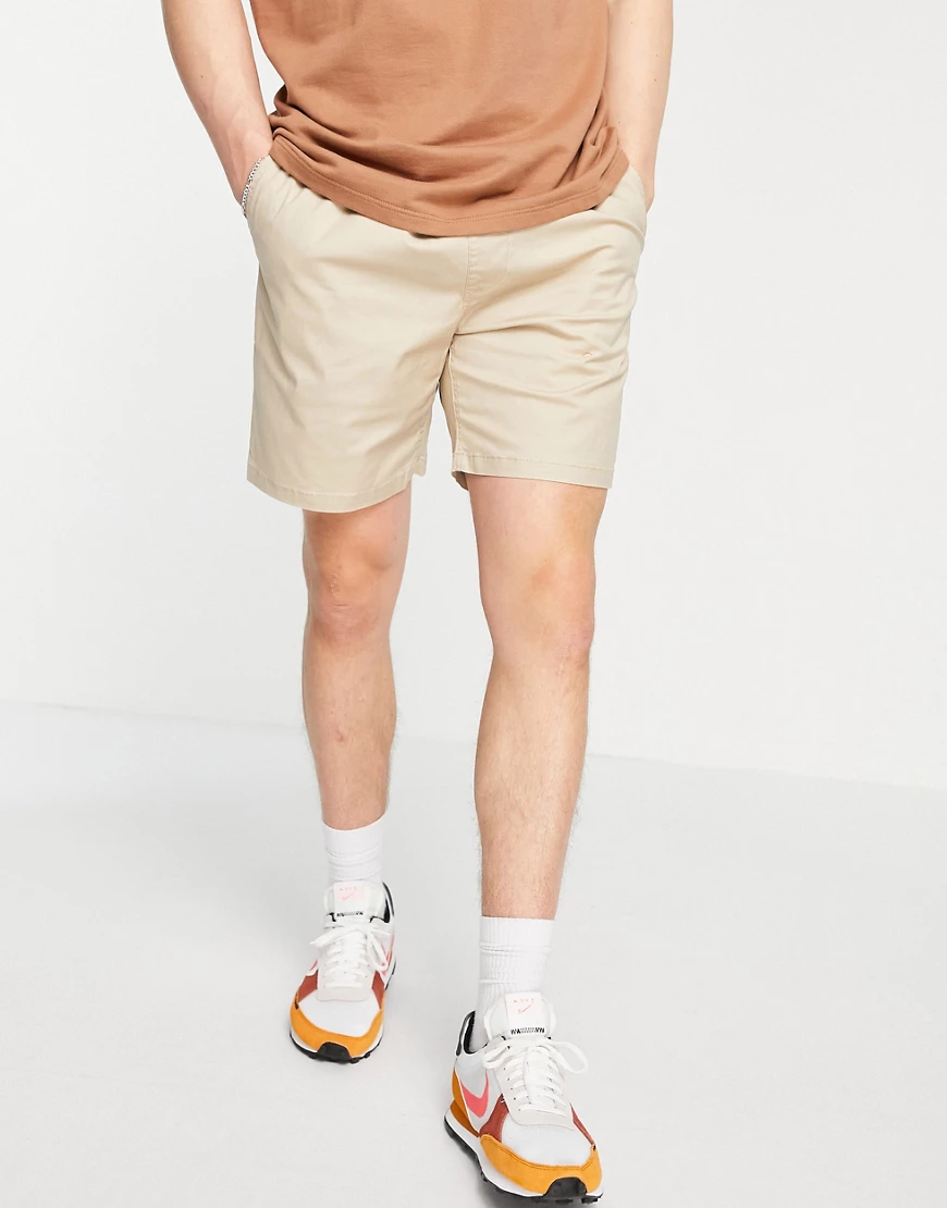 GANT – Shorts mit Kordelzug und Logo in Sand-Beige-Neutral günstig online kaufen