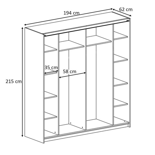 Domando Kleiderschrank Kleiderschrank Sila Breite 194cm, Schwebetüren, Hoch günstig online kaufen