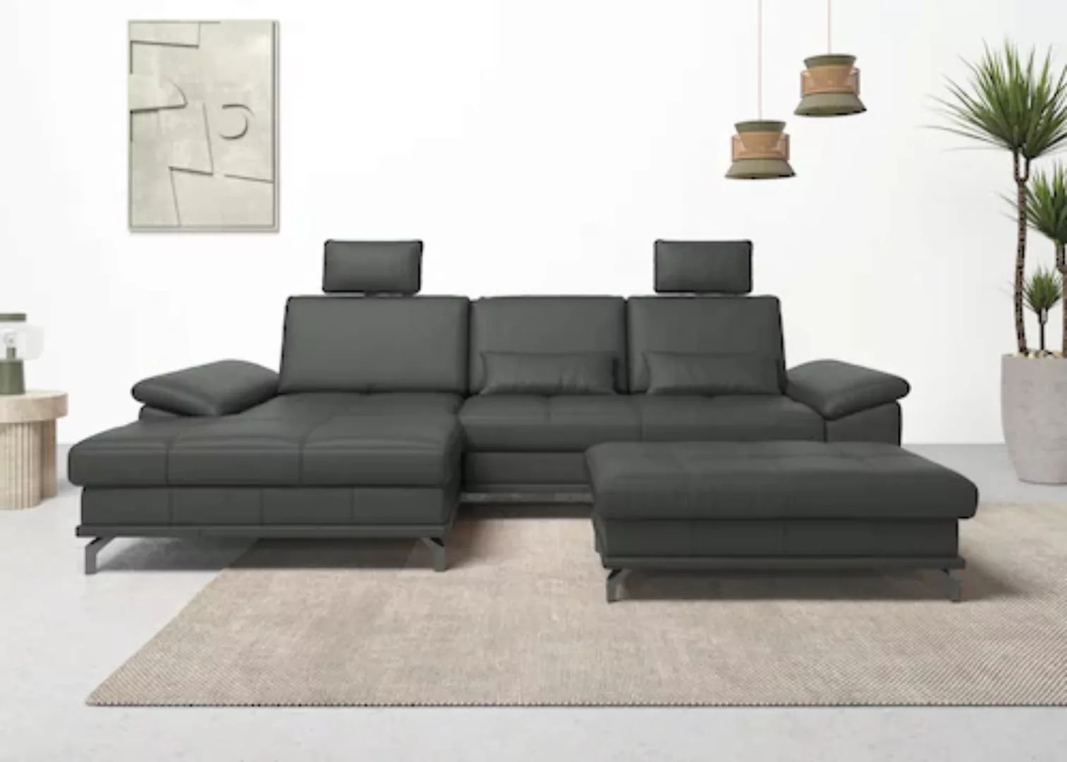 Places of Style Ecksofa Costello, mit Sitztiefenverstellung und Armlehnfunk günstig online kaufen