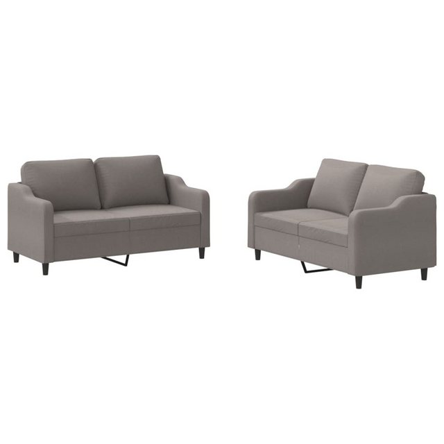 vidaXL Sofa Sofagarnitur Set mit Kissen Stoff, 2-tlg., Taupe günstig online kaufen