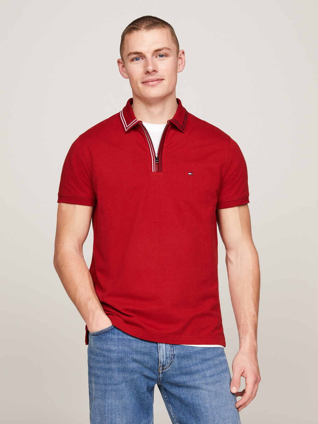 Tommy Hilfiger Poloshirt "RWB ZIP PLACKET TIPPING REG POLO", mit kontrastfa günstig online kaufen