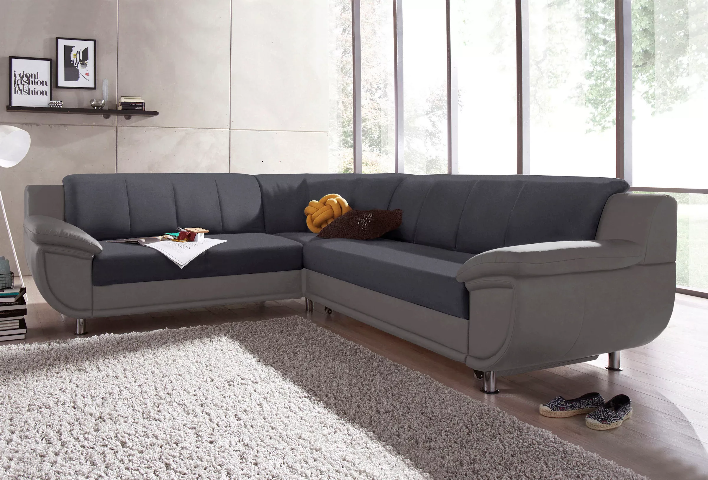 TRENDMANUFAKTUR Ecksofa "Rondo 3, zeitlos und modern, im Materialmix, L-For günstig online kaufen