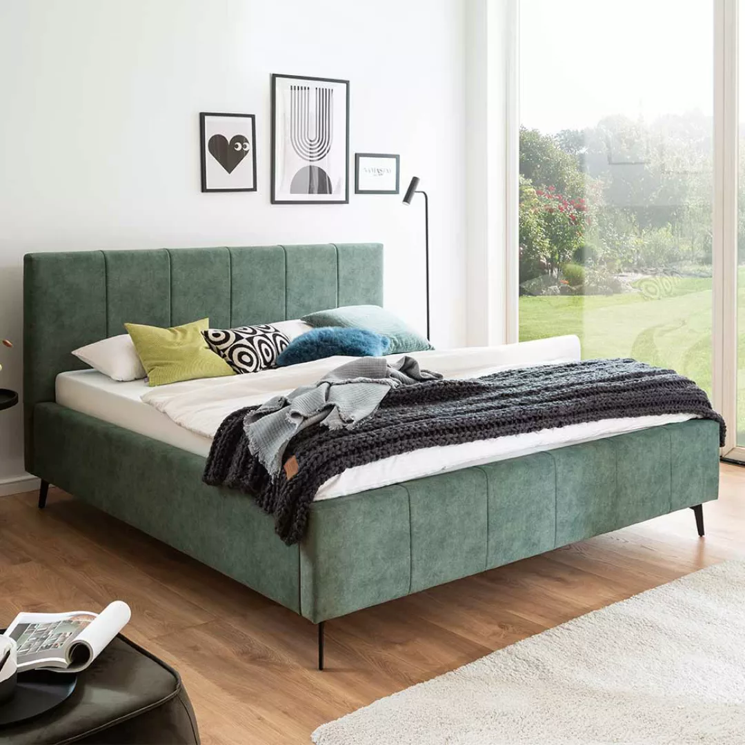 Komfortbett Stoff Grün aus Velours Vierfußgestell aus Metall günstig online kaufen