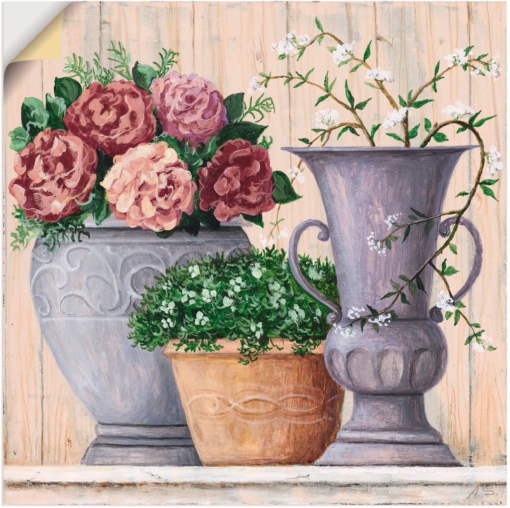 Artland Wandbild »Antike Blumen_hell«, Vasen & Töpfe, (1 St.), als Alubild, günstig online kaufen