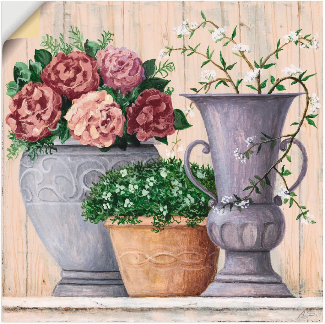 Artland Wandbild "Antike Blumen hell", Vasen & Töpfe, (1 St.), als Alubild, günstig online kaufen