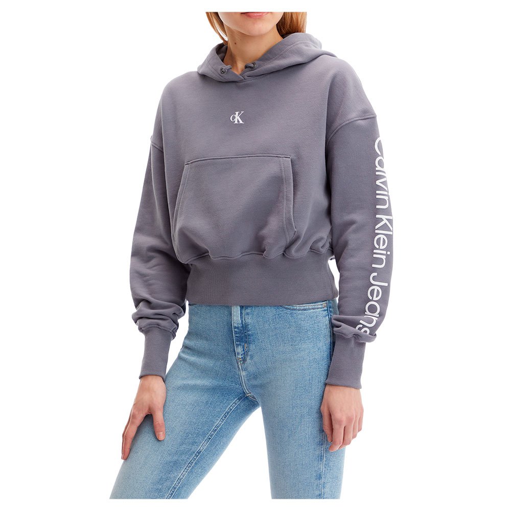 Calvin Klein Jeans Batwo Tone Monogram Kapuzenpullover S Fossil Grey günstig online kaufen