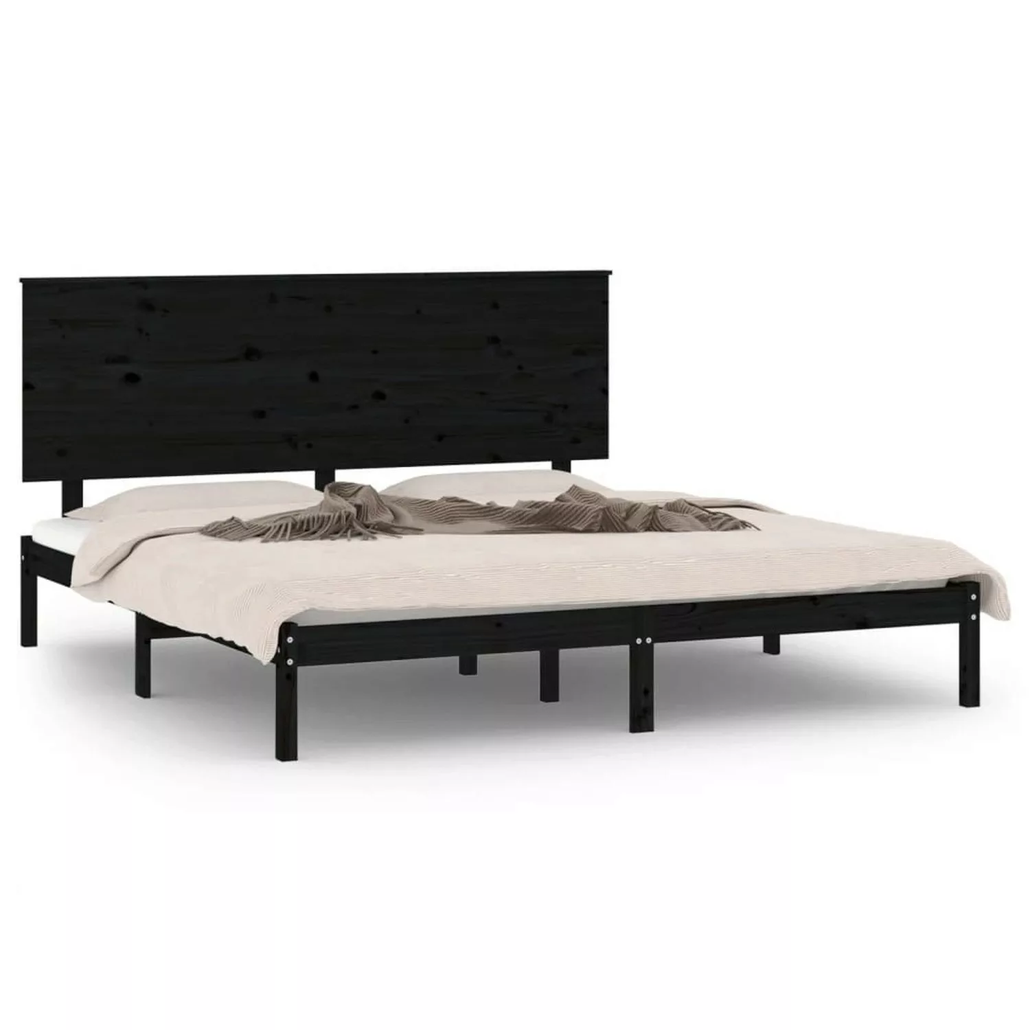 vidaXL Massivholzbett Schwarz Kiefer 200x200 cm1157078 günstig online kaufen