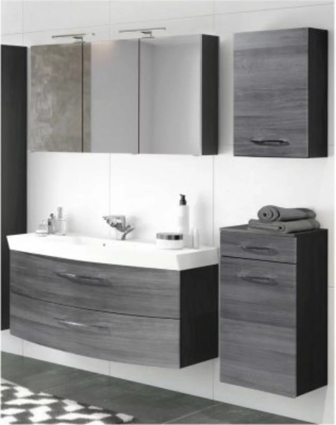 Lomadox Badezimmer Möbelset Waschtisch 120cm FLORIDO-03 in Hochglanz grau, günstig online kaufen