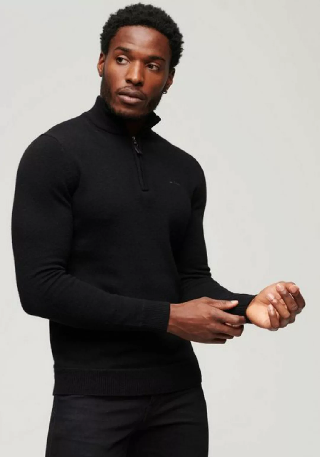 Superdry Stehkragenpullover ESSENTIAL EMB KNIT HENLEY günstig online kaufen