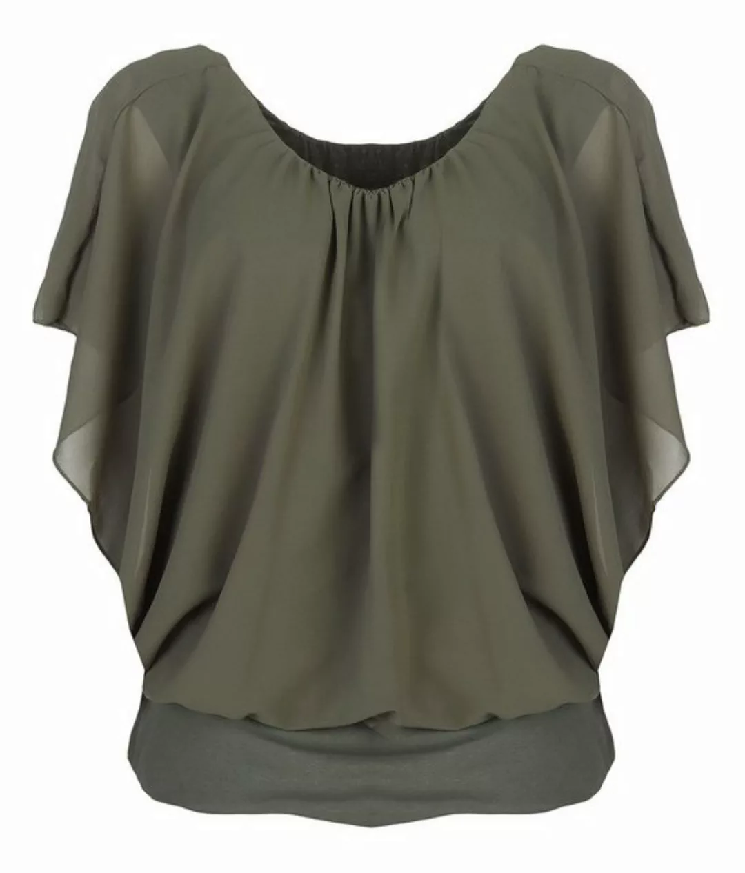 CLEO STYLE Chiffonbluse Damen Bluse 661 36-40 Olive günstig online kaufen