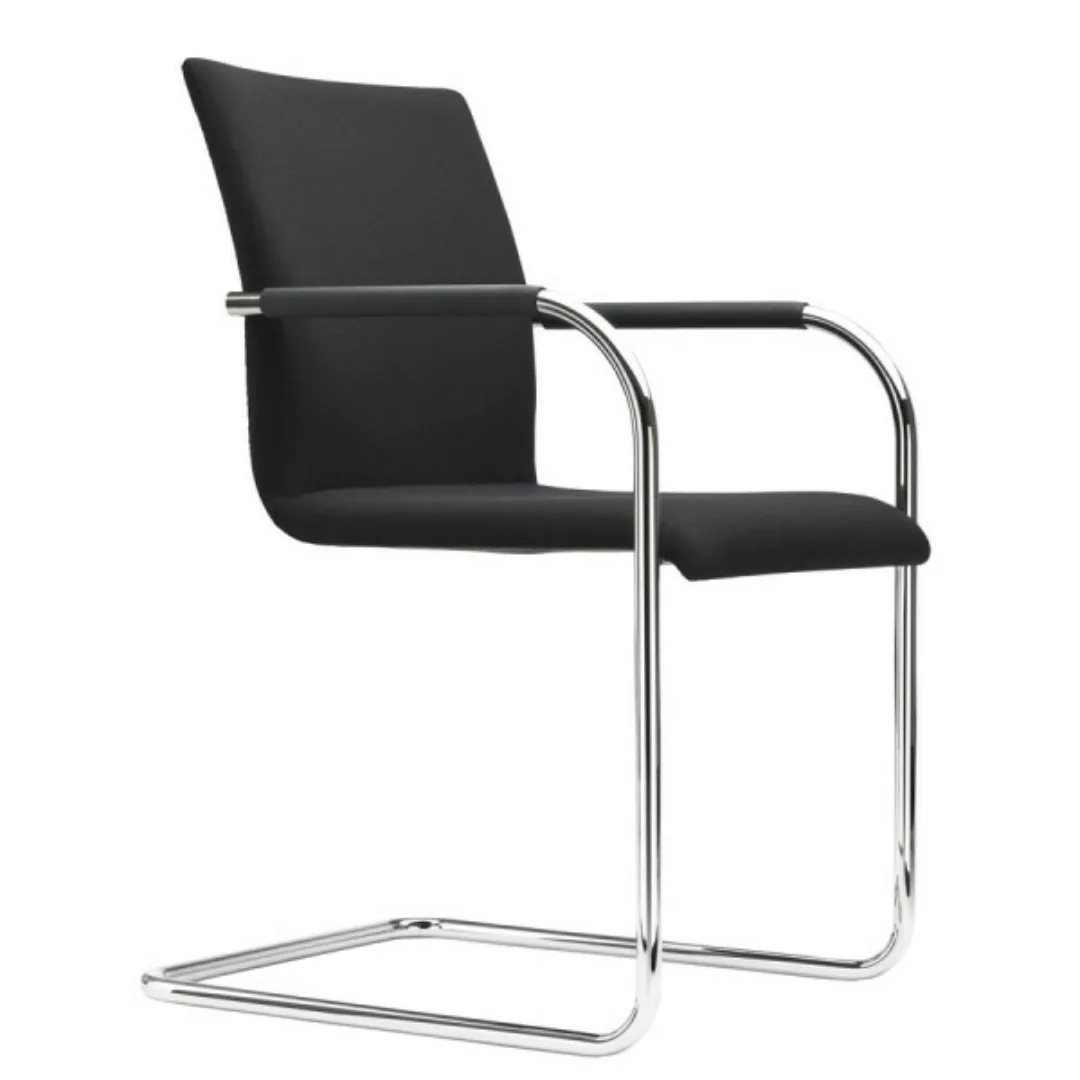 THONET S 55 PF Evo Konferenzstuhl mit Armlehnen schwarz | Gestell chrom günstig online kaufen