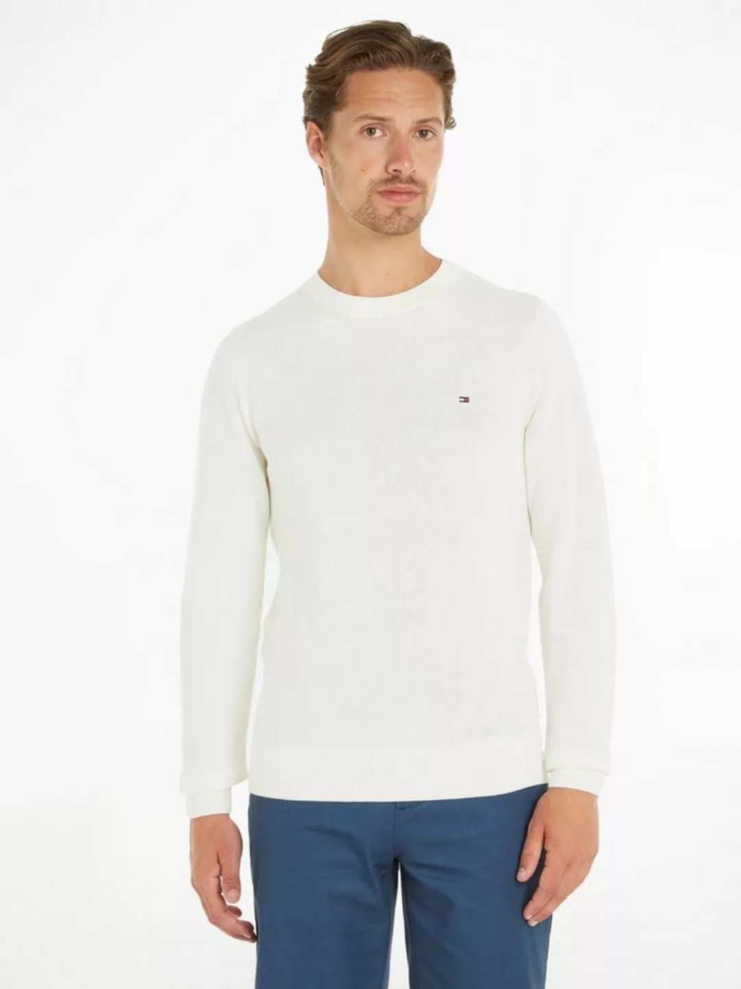 Tommy Hilfiger Longpullover CHAIN RIDGE STRUCTURE C NECK mit Rundhalsaussch günstig online kaufen