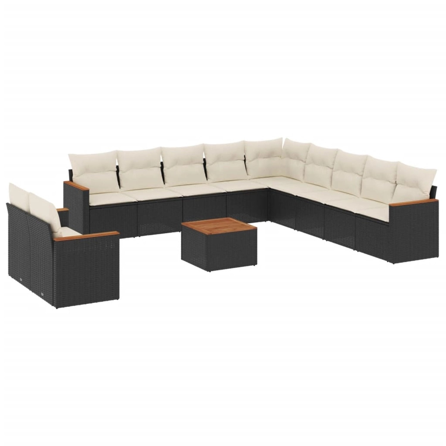 vidaXL 12-Tlg Garten-Sofagarnitur mit Kissen Schwarz Poly Rattan 3226133 günstig online kaufen