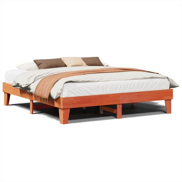 vidaXL Bett, Massivholzbett ohne Matratze Wachsbraun 200x200 Kiefernholz günstig online kaufen