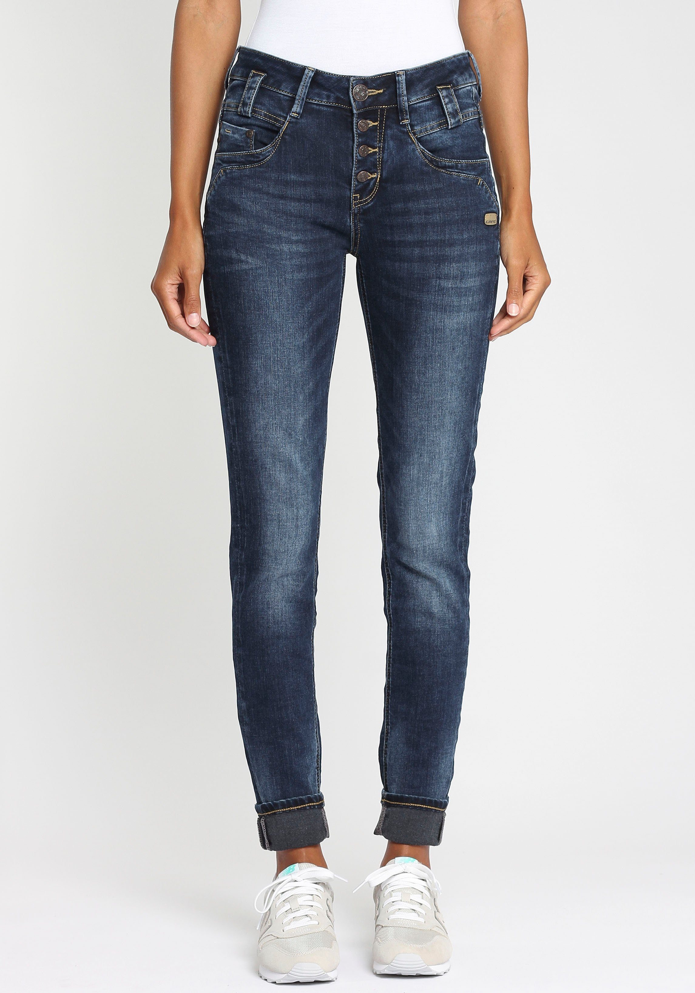 GANG Slim-fit-Jeans "94CARLI", mit offener Knopfleiste günstig online kaufen