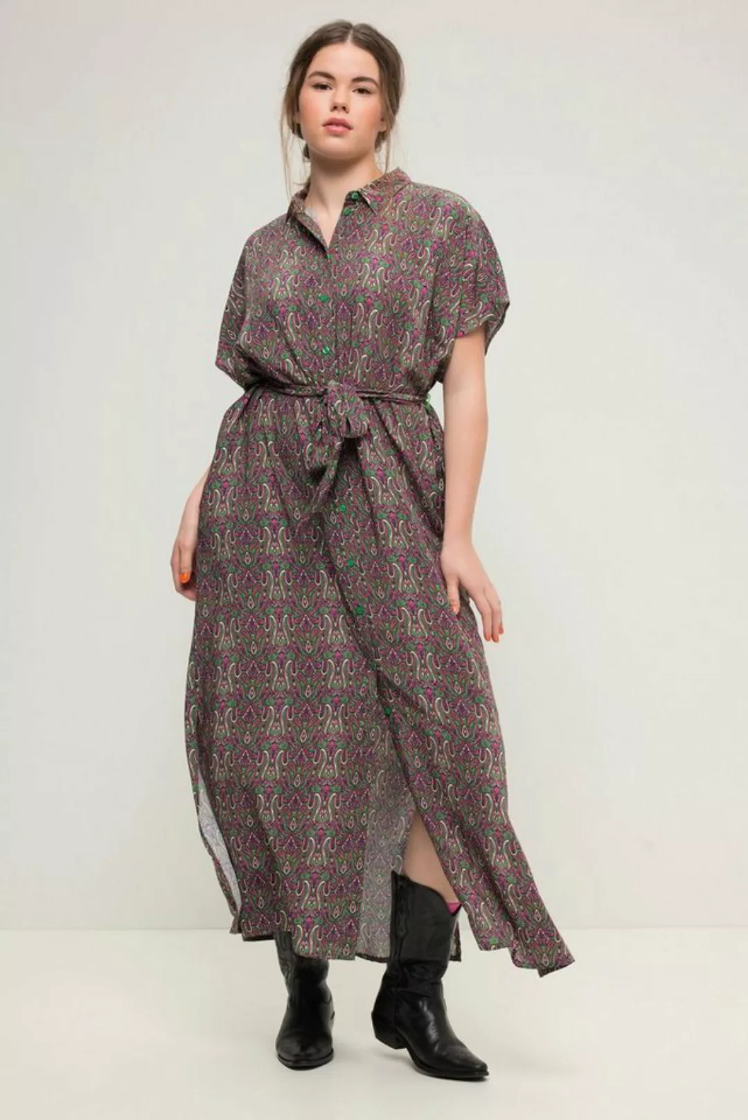 Studio Untold Hemdblusenkleid Maxikleid oversized Paisley-Print Hemdkragen günstig online kaufen