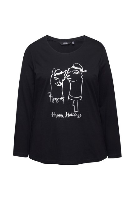 Ulla Popken Longsleeve Weihnachtsshirt Classic Rundhals Langarm günstig online kaufen