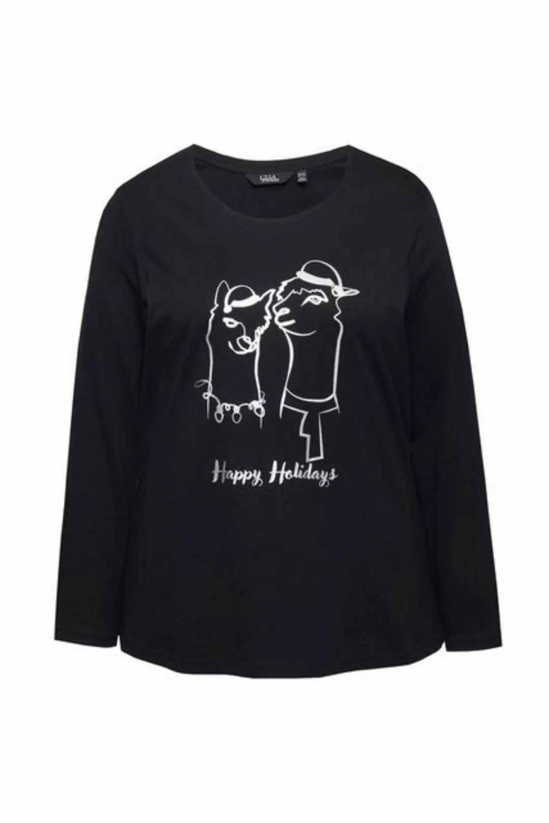 Ulla Popken Longsleeve Weihnachtsshirt Classic Rundhals Langarm günstig online kaufen