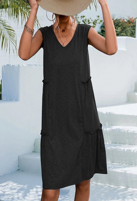 SEGUEN Sommerkleid Frühling und Sommer V-Ausschnitt ärmelloses Kleid Vest S günstig online kaufen