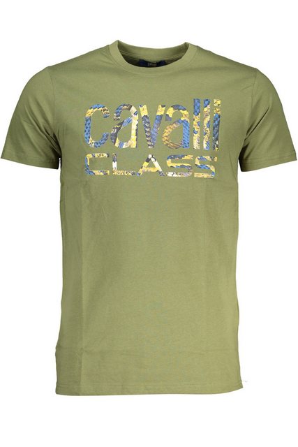 Cavalli Class T-Shirt Herren Kurzarm T-Shirt: Grün, Rundhals mit Logo günstig online kaufen