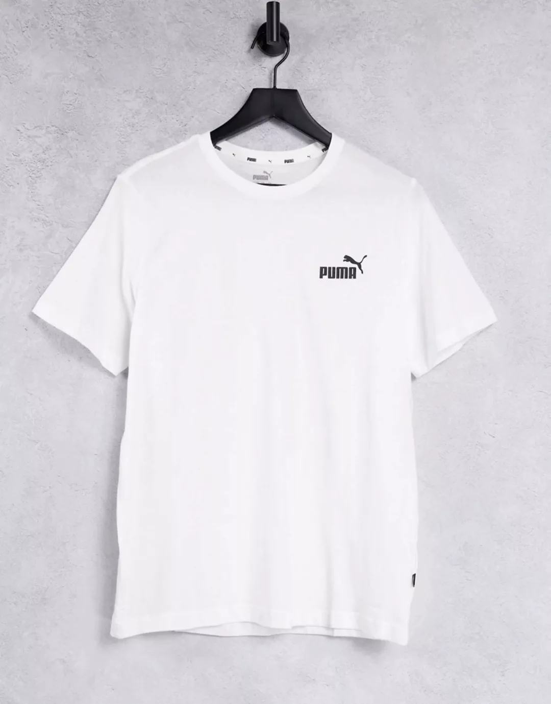 Puma – Essentials – Weißes T-Shirt mit kleinem Logo günstig online kaufen