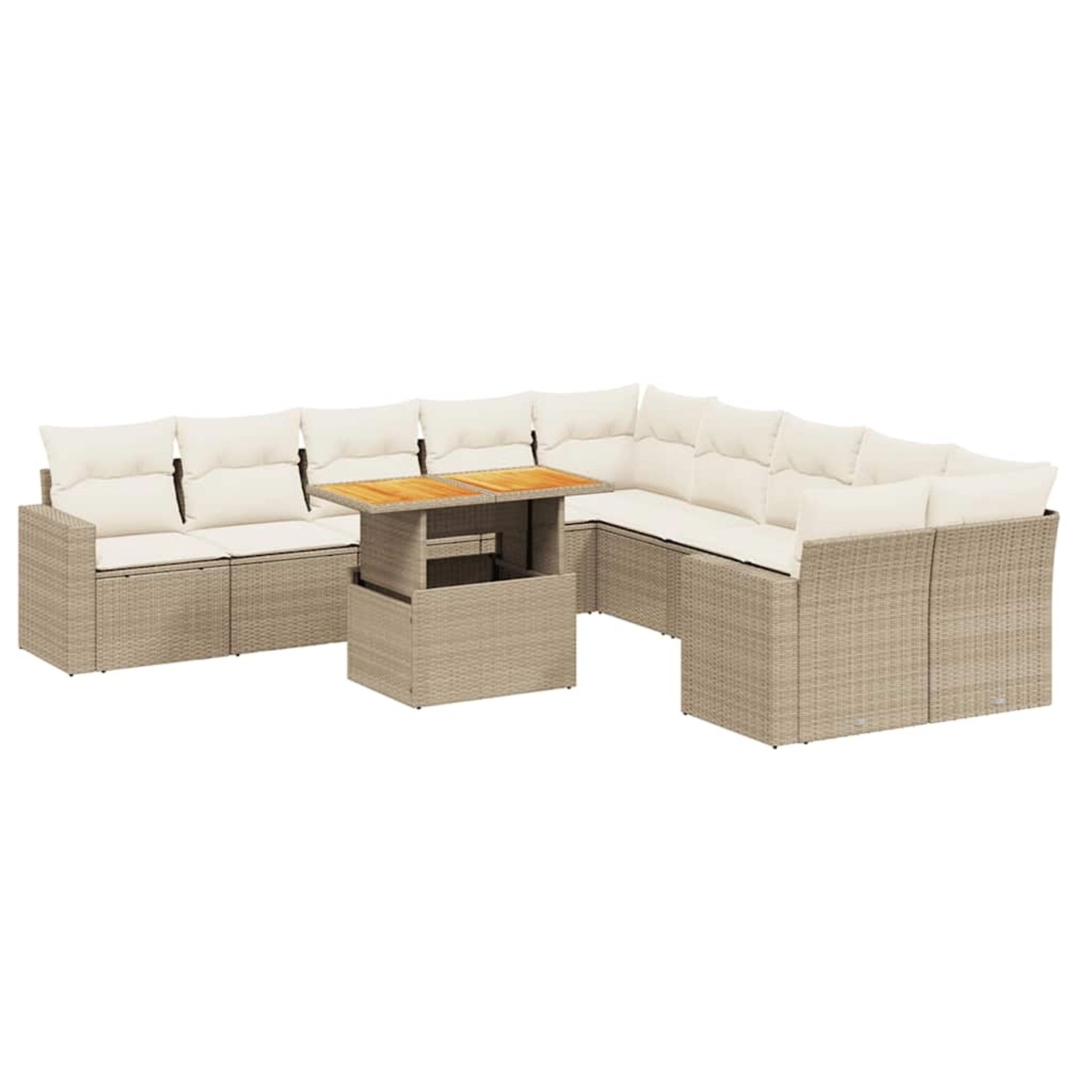 vidaXL 11-Tlg Garten-Sofagarnitur mit Kissen Beige Poly Rattan 3271506 günstig online kaufen
