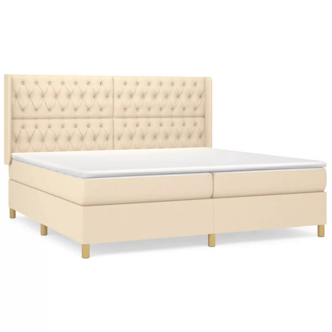Vidaxl Boxspringbett Mit Matratze Creme 200x200 Cm Stoff günstig online kaufen