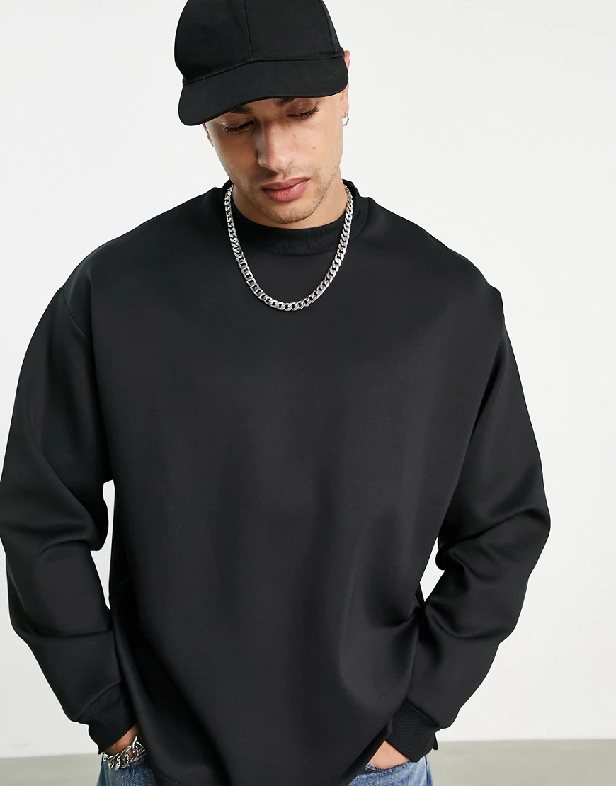 ASOS DESIGN – Oversize-Sweatshirt aus Scuba-Material mit hohem Ausschnitt-M günstig online kaufen
