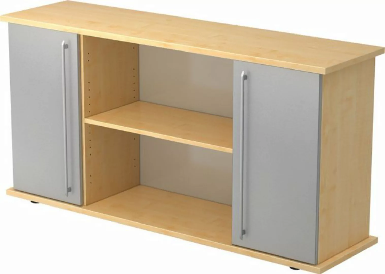 Aktenschrank Sideboard SB 2OH 2 Türen BxTxH 166,1x44,8x84cm Griff RE Nussba günstig online kaufen