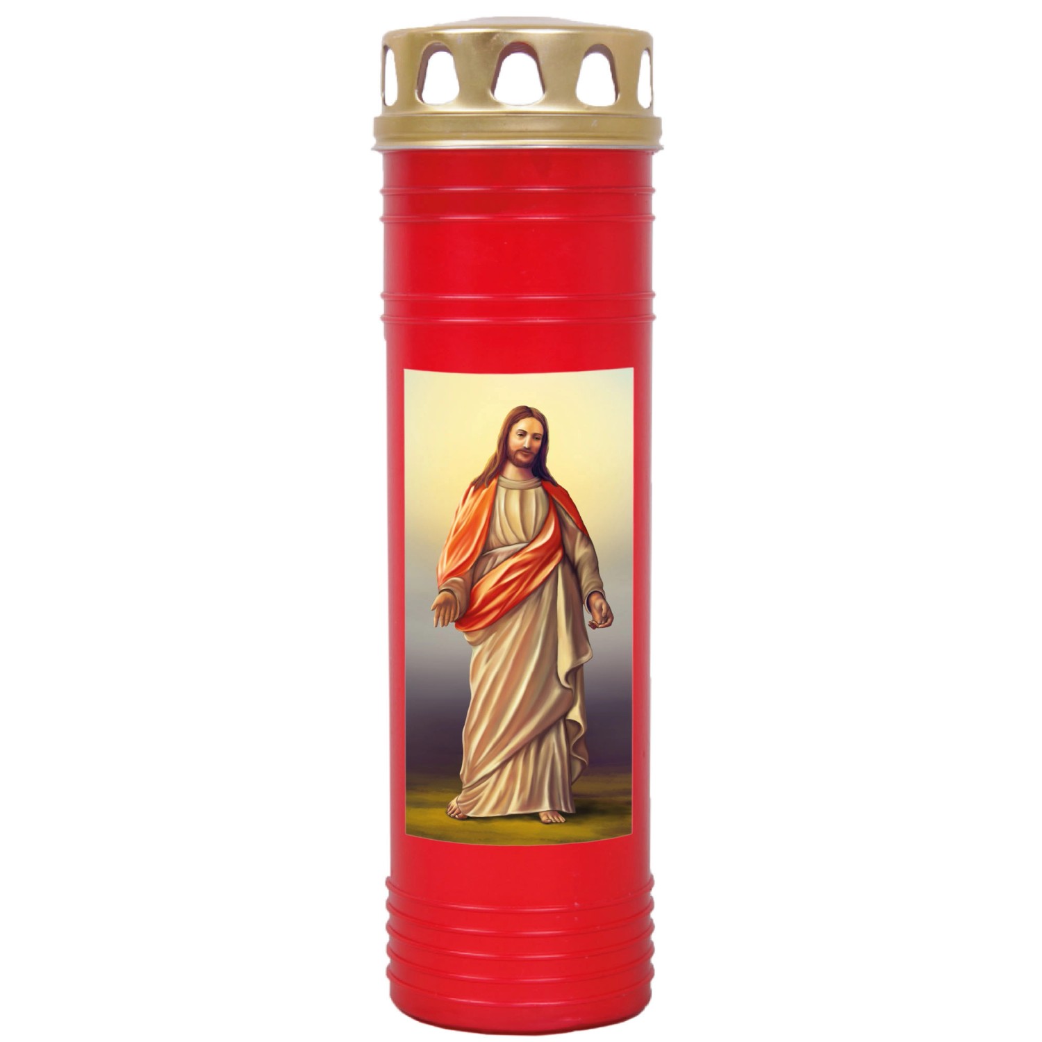 HS Candle Grabkerze Rot 170h Deckel Gold Jesus 1 günstig online kaufen