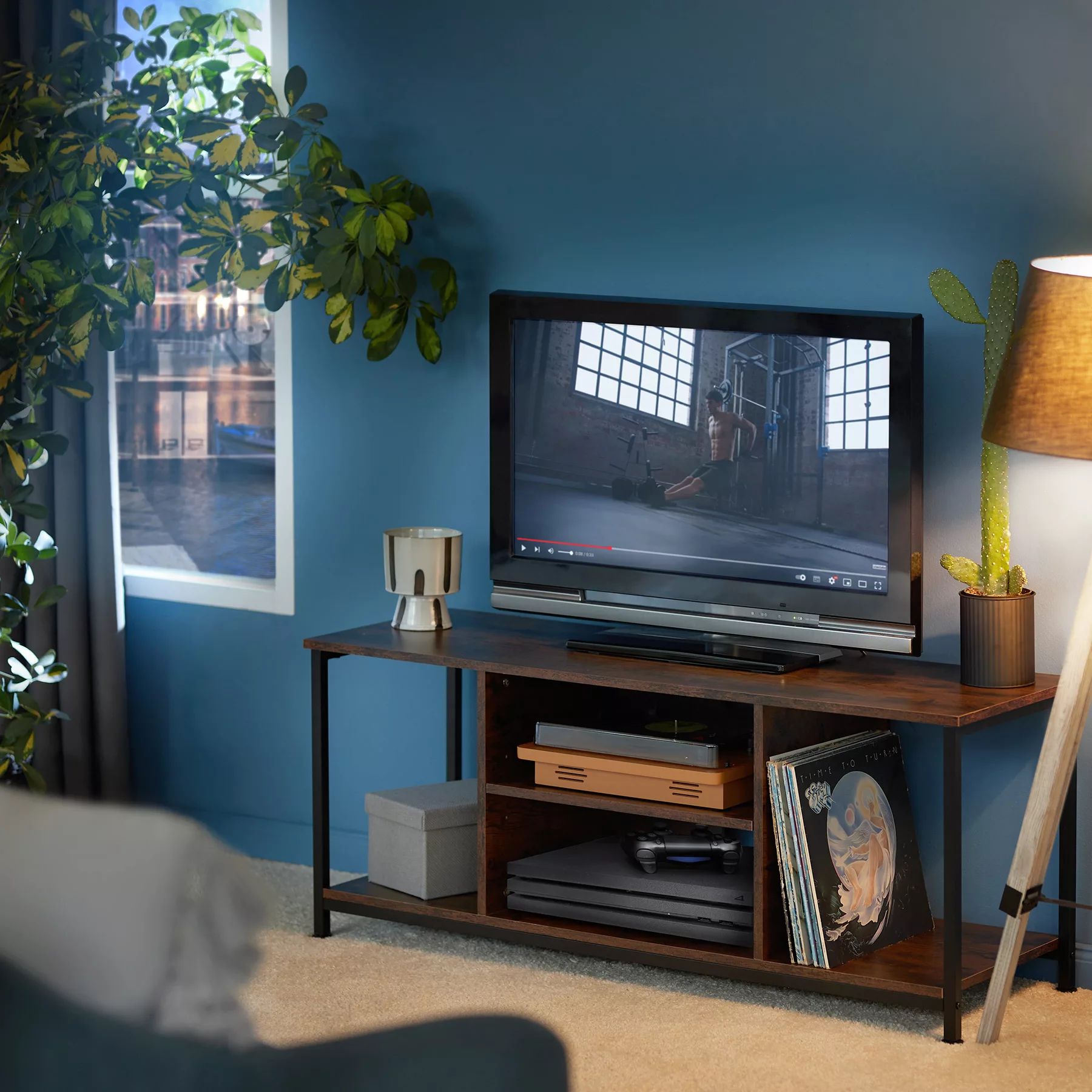 TV-Regal mit 4 offenen Fächern und verstellbarem Einlegeboden - 120 cm, Ind günstig online kaufen