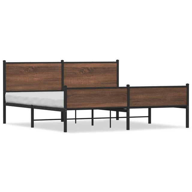 vidaXL Bett, Metallbett ohne Matratze Braun Eichen-Optik 180x200 cm günstig online kaufen