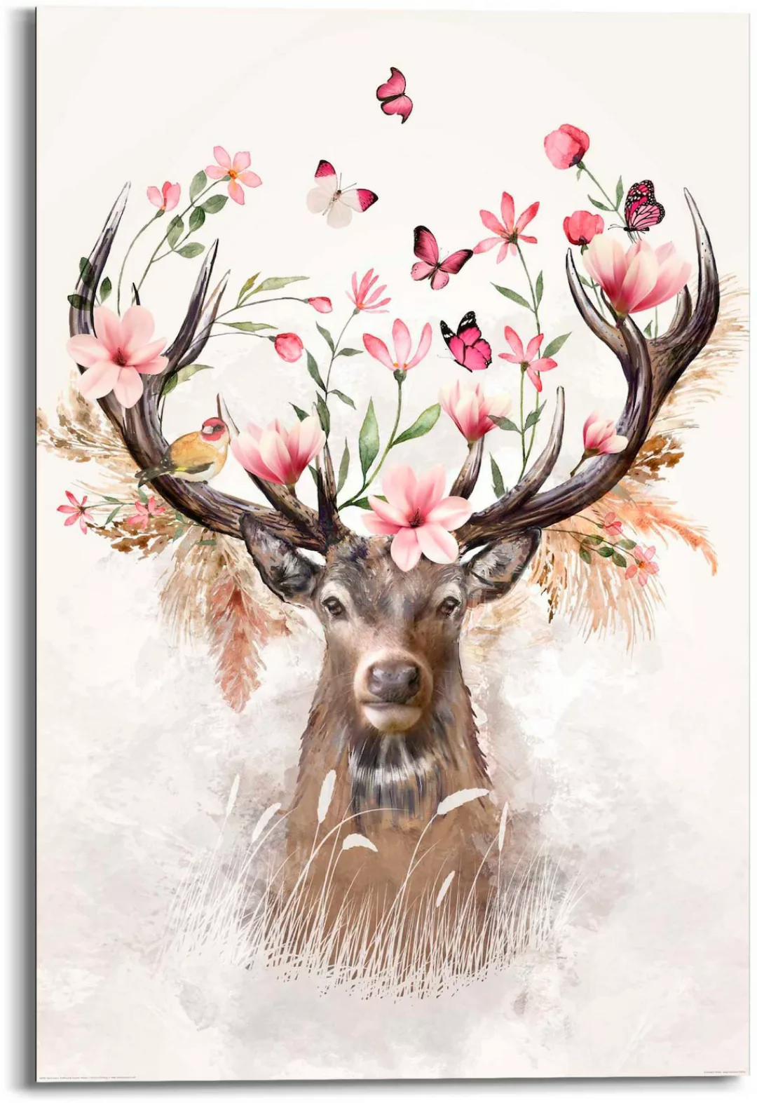 Reinders! Deco-Panel »Hirsch in Blumen« günstig online kaufen