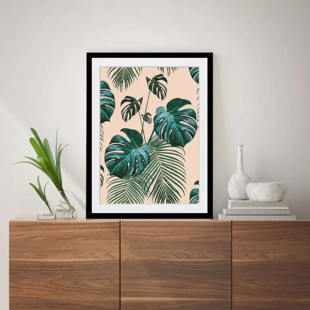 queence Bild "Alecksa", Blätter, gerahmt, Natur, Blätter, Dschungel günstig online kaufen
