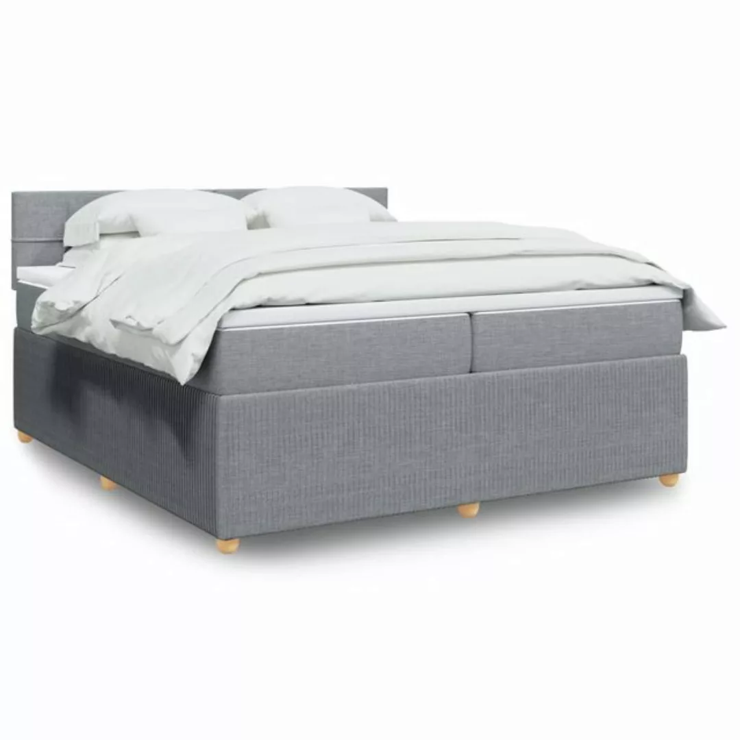 vidaXL Boxspringbett, Boxspringbett mit Matratze Hellgrau 200x200 cm Stoff günstig online kaufen