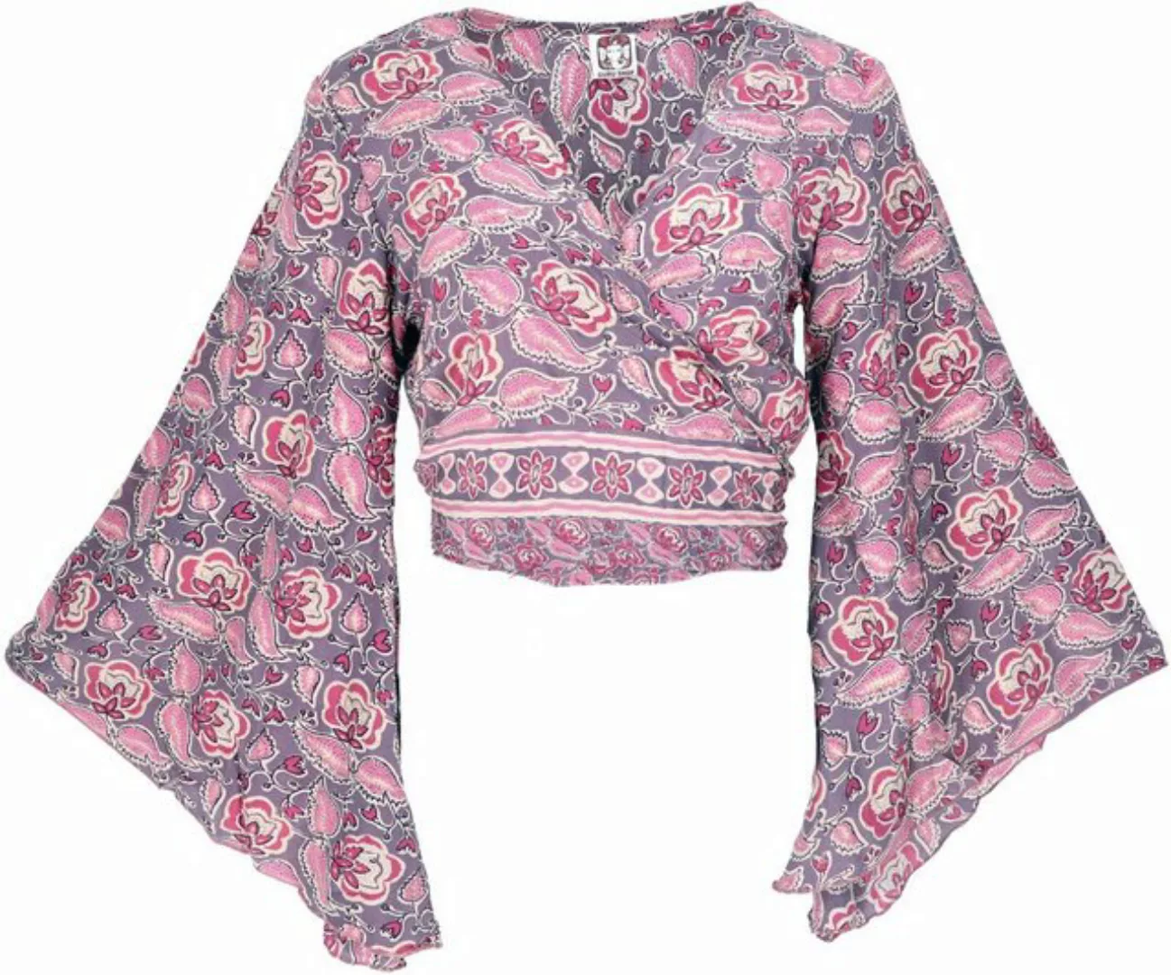 Guru-Shop Longbluse Kurztop, Boho Blusentop, Wickeltop, Wickelbluse.. alter günstig online kaufen