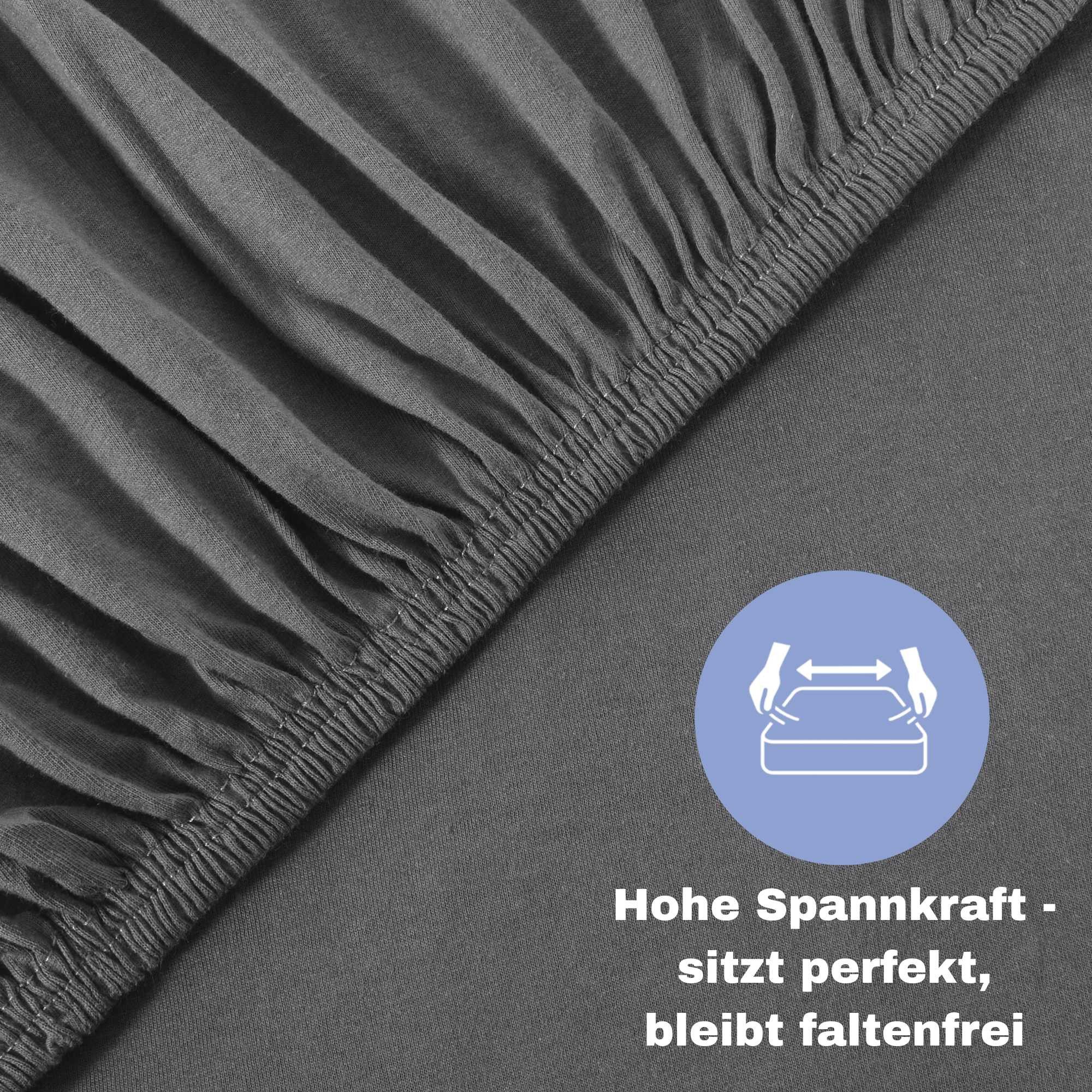 leevitex® Spannbettlaken Anthrazit / Grau 1er günstig online kaufen