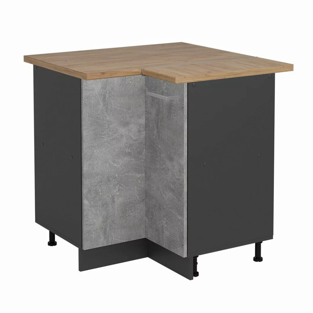 Vicco Eckunterschrank R-Line, Beton/Anthrazit, 75.6 cm, günstig online kaufen