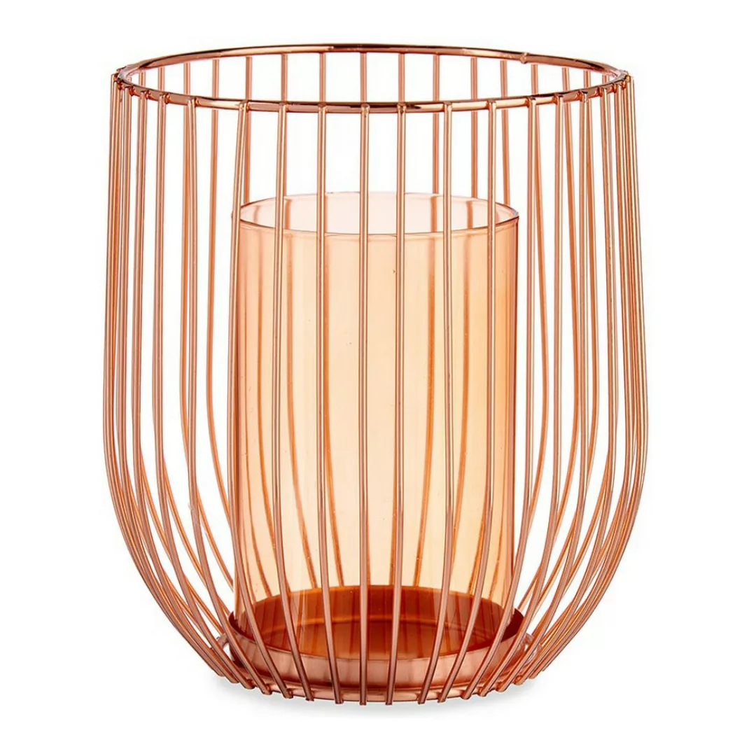 Kerzenschale Kupfer Bernstein Käfig Metall Glas (15 X 17 X 15 Cm) günstig online kaufen