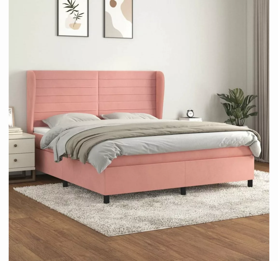 vidaXL Boxspringbett mit Matratze Rosa 180x200 cm Samt1536581 günstig online kaufen