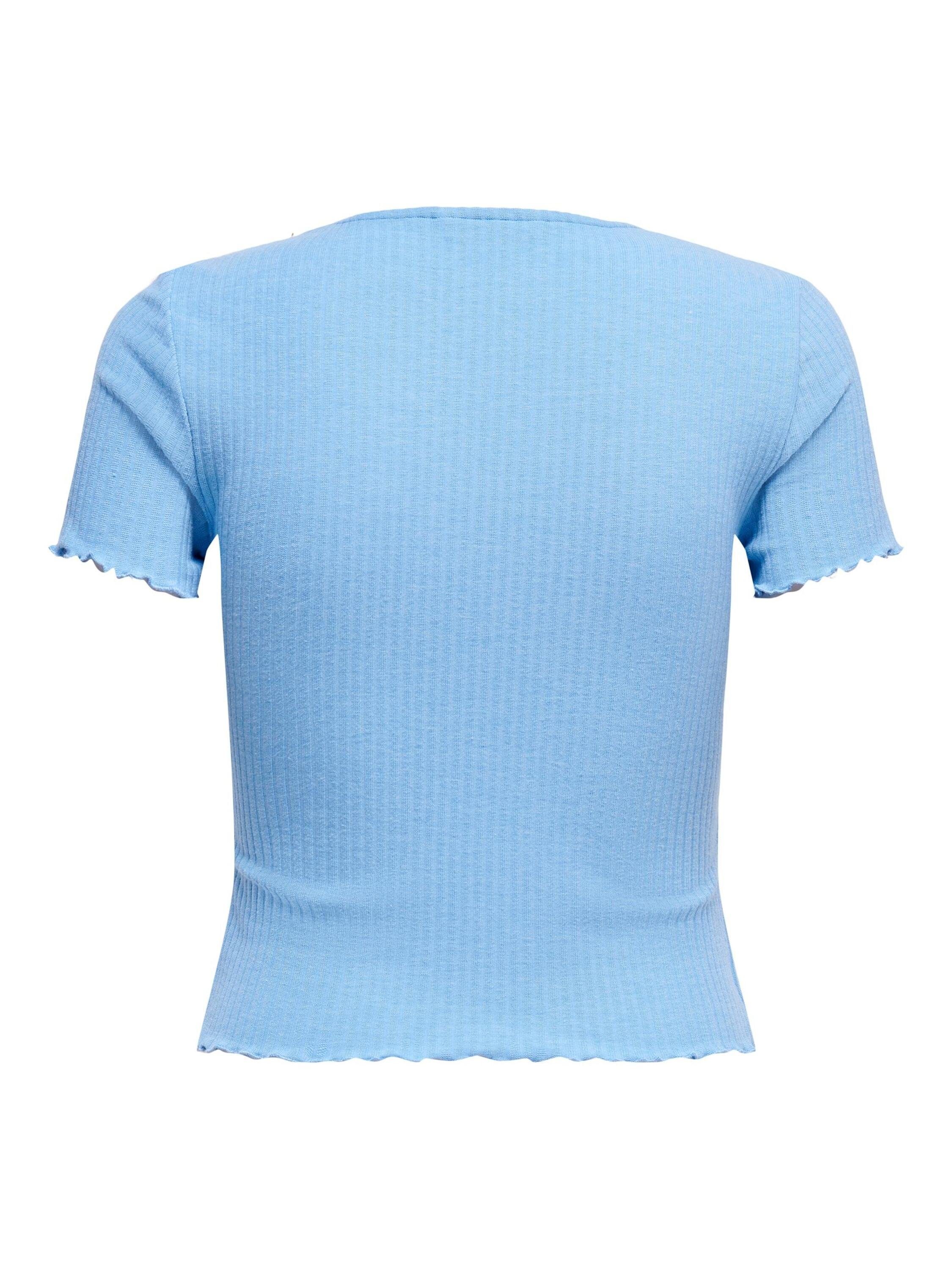 ONLY Rundhalsshirt "ONLEMMA – Kurzarmshirt mit gewelltem Abschluss", Rundha günstig online kaufen