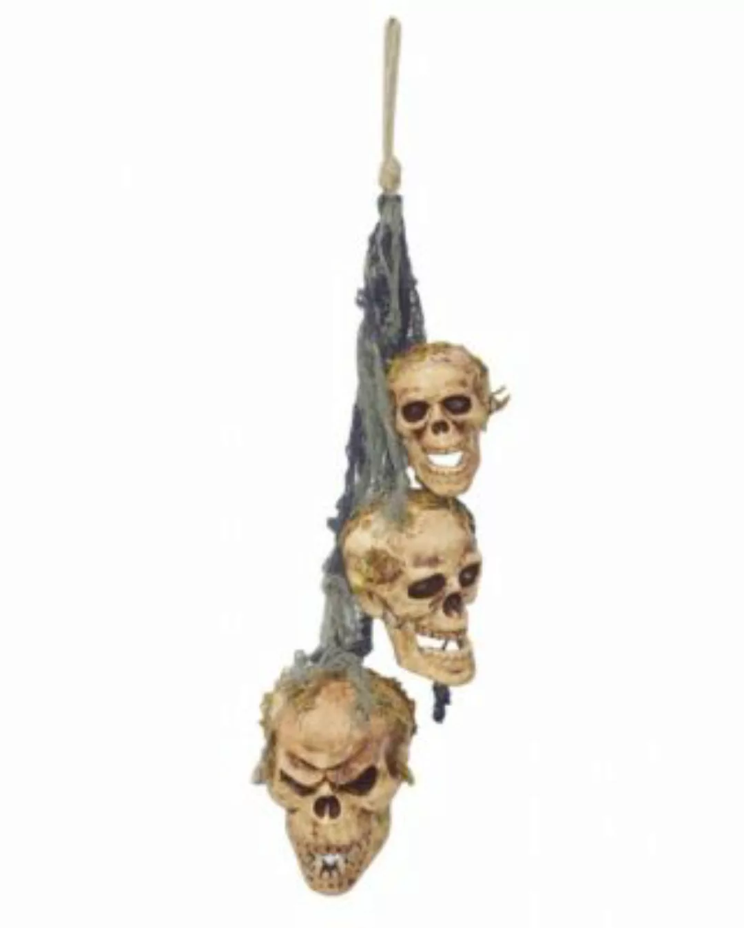 3-köpfiges, verrottendes Totenkopf Windspiel Halloween Dekoration Partydeko günstig online kaufen
