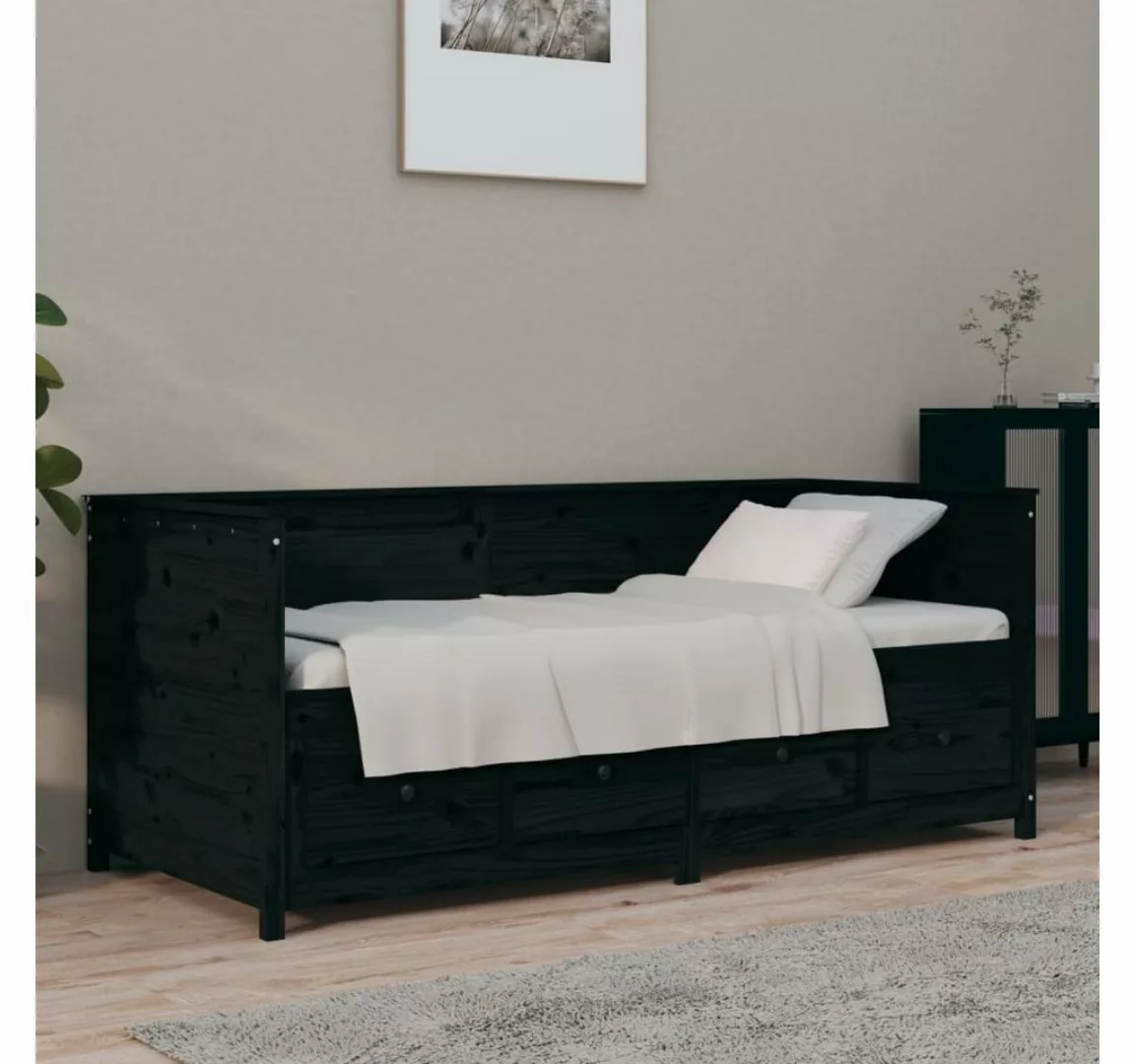 vidaXL Gästebett Tagesbett Gästebett Schwarz 100x200 cm Massivholz Kiefer B günstig online kaufen